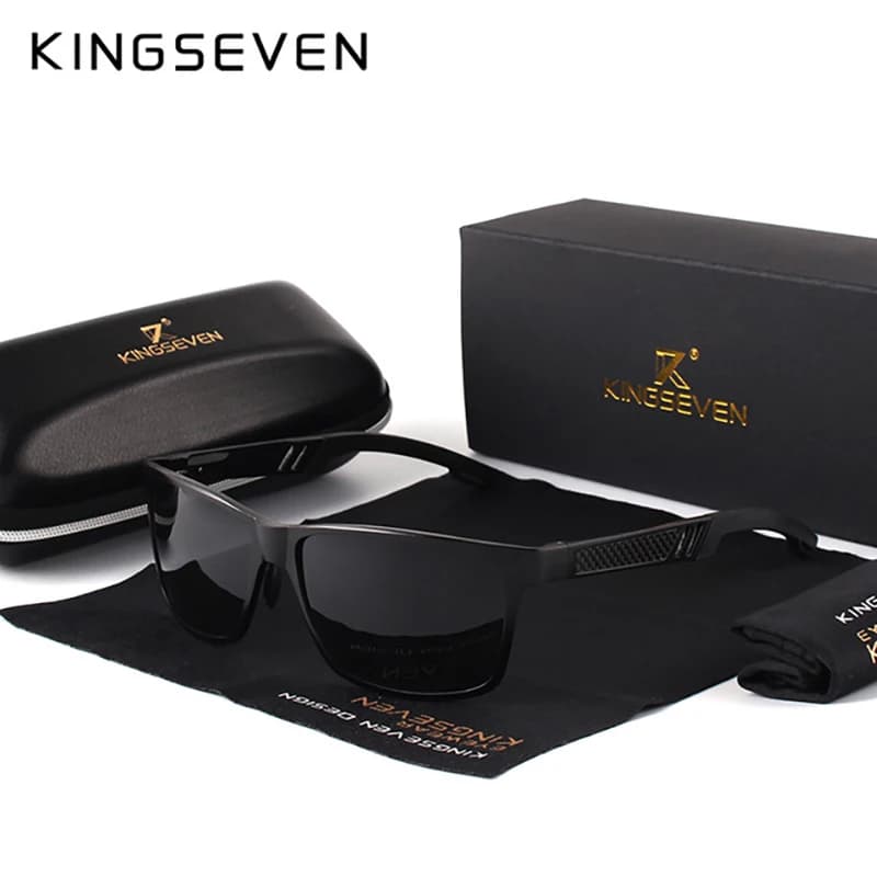 KINGSEVEN Occhiali da sole polarizzati da uomo Moda in alluminio Guida UV400 Occhiali Rettangolo di lusso maschile Occhiali da pesca causali all'aperto