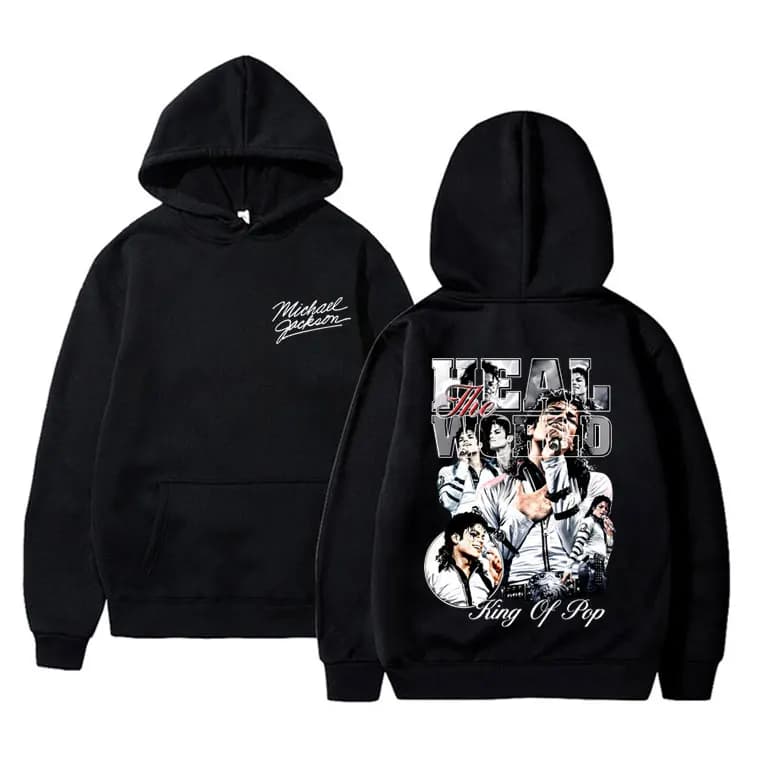 Felpa con Cappuccio Michael Jackson King of Pop, Moda Gotica Rock Oversize per Uomo e Donna, Abbigliamento Casual Vintage Streetwear, Regalo per i Fan