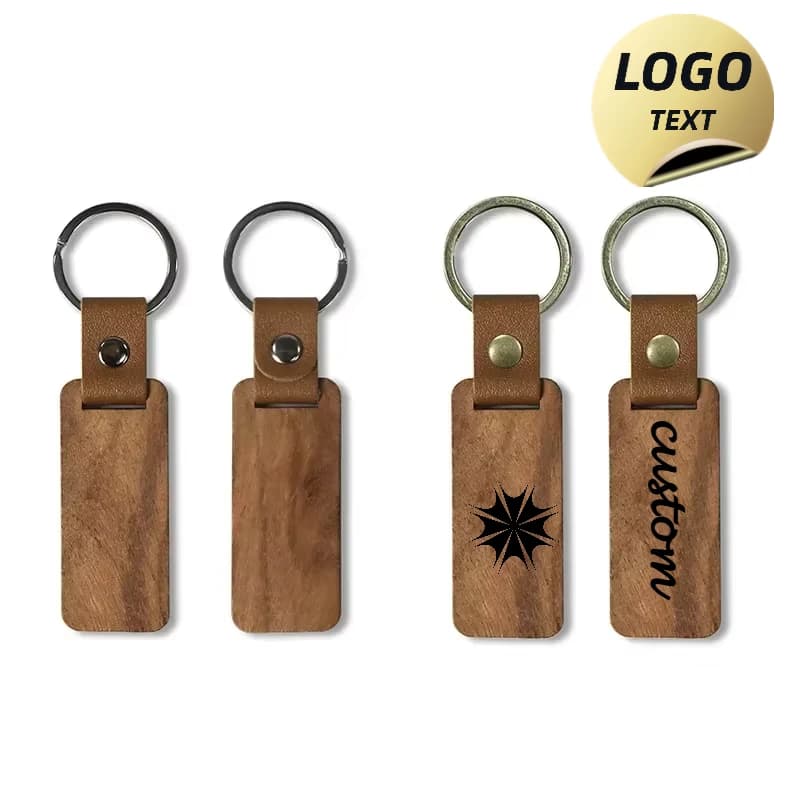 LOGO Custom Laser Keyring Wooden Keyring Retro Keyring Vintage Engraved Keyring Rectangle Custom Ring Wooden Keyring Friend Gift