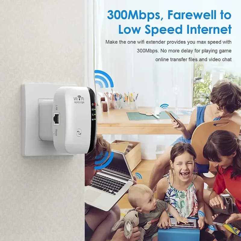 Ripetitore Wi-Fi 300Mbps, Amplificatore di Segnale Wireless, Estensore di Rete, Router Domestico con Spina EU/US
