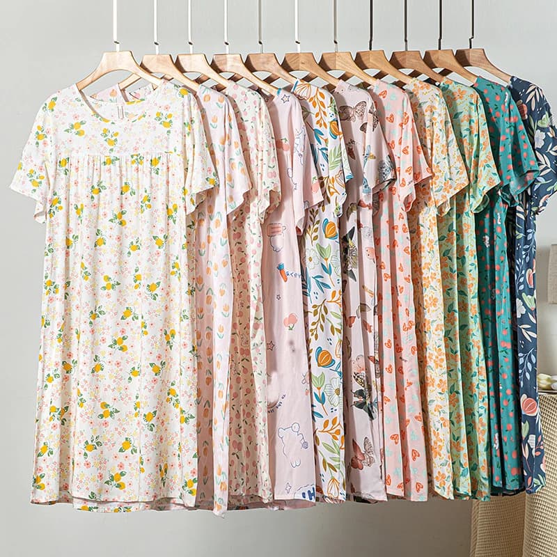 Nuove Camicie da Notte da Donna in Viscosa, Abito Estivo Casual e Comodo, Camicia da Notte Femminile, Pigiameria da Donna, Camicia da Notte per Ragazza