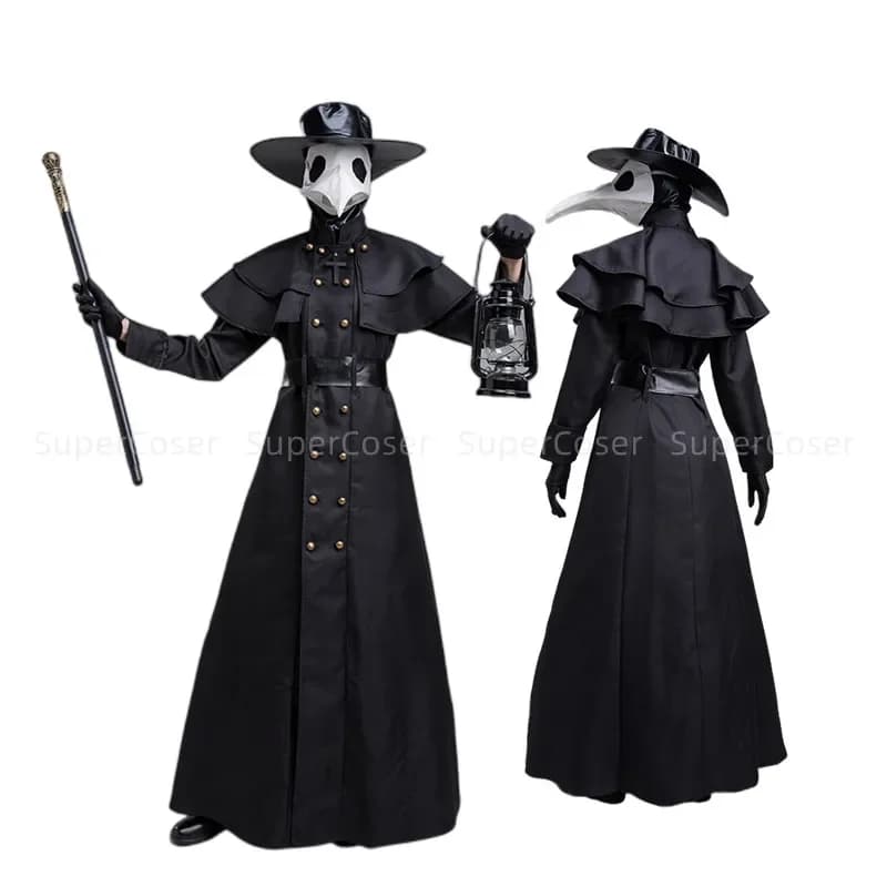Halloween Medievale Con Cappuccio Veste Peste Dottore Costume Maschera Cappello per Gli Uomini Monaco Cosplay Steampunk Sacerdote Horror Mago Mantello Mantello 5XL