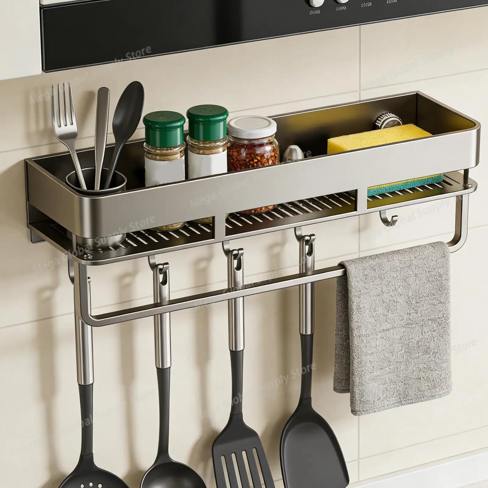 Suction Cup Shower Shelf No-Drill Storage with Hooks Suction Cup Shower Organizer for Bathroom Kitchen Rv Toilet Home Apartment