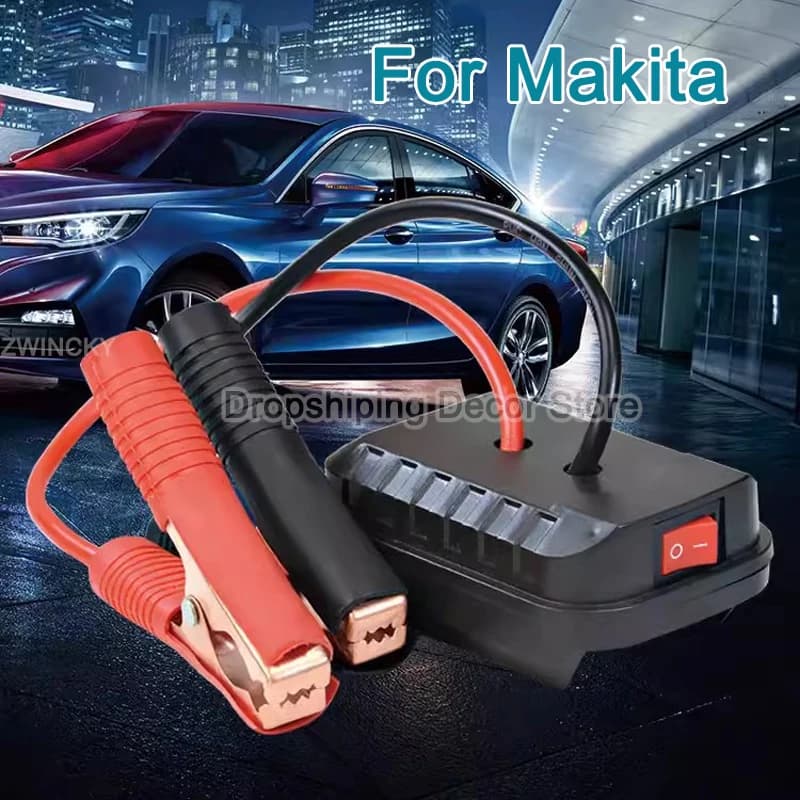 Avviatore di Emergenza Portatile per Auto con Doppia Porta USB per Batteria Makita 18V Li-ion, Adattatore Cavo Booster per Avviamento Auto