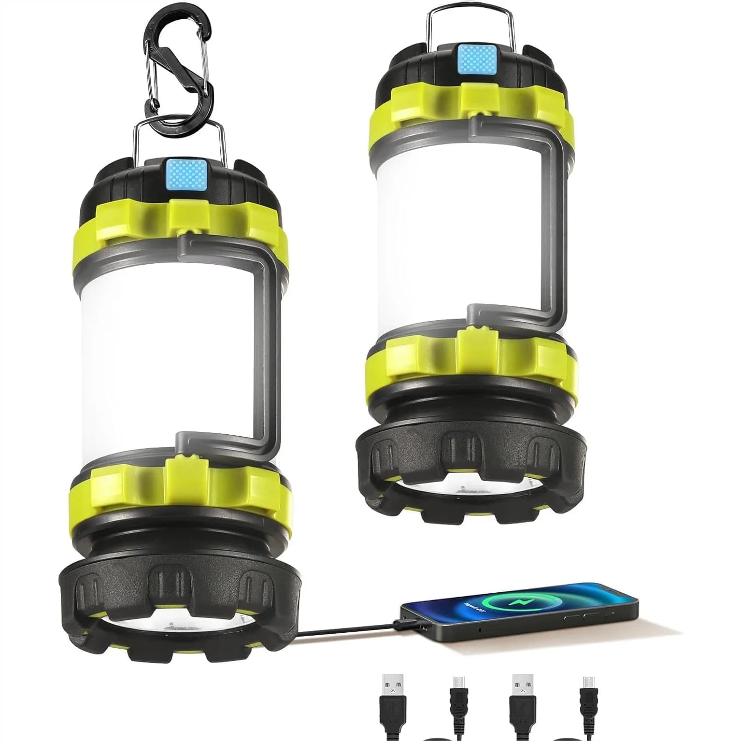 Lanterna da Campeggio LED Ricaricabile, Torcia Portatile con 6 Modalità di Illuminazione, Power Bank da 3600mAh, USB C, per Emergenze