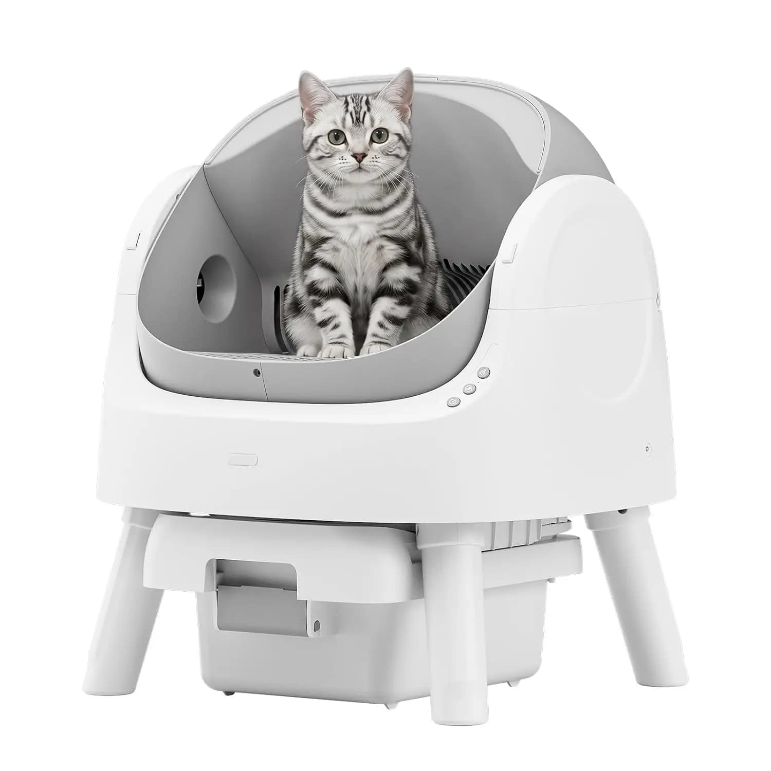 Self Cleaning Automatic Cat Litter Box, Open-Top Design & Integrated Safety Protection for Multiple Cats, Customized