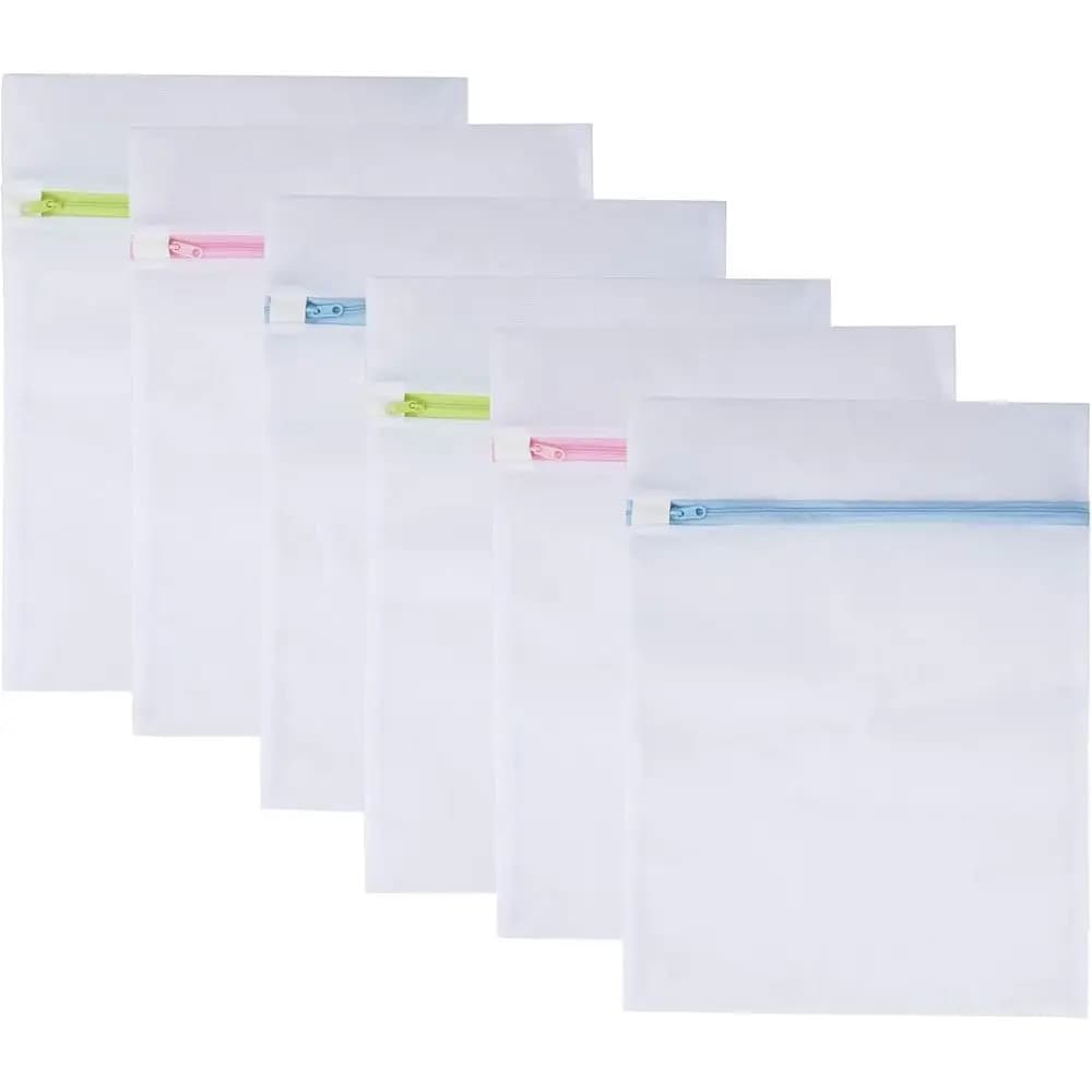 Mesh Laundry Bags 6-Pack Medium 16 x 12 Inch Laundry Wash Bag Colorful Zipper, Delicates, Blouse, Hosiery, Stocking, Underwear,