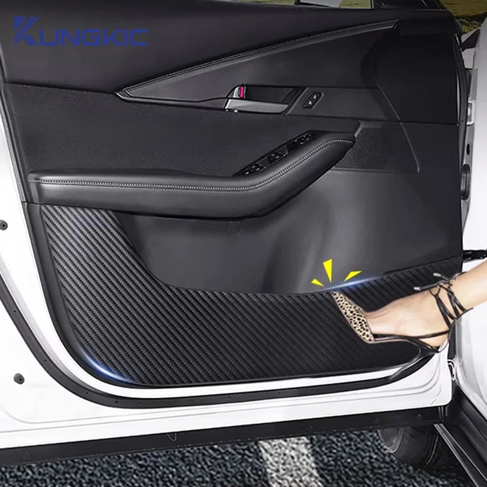 Carbon leather mat for decorative anti-calcium protective door for Mazda CX-30 CX30 2020 2021 2022 2023 2024 2025 LHD RHD