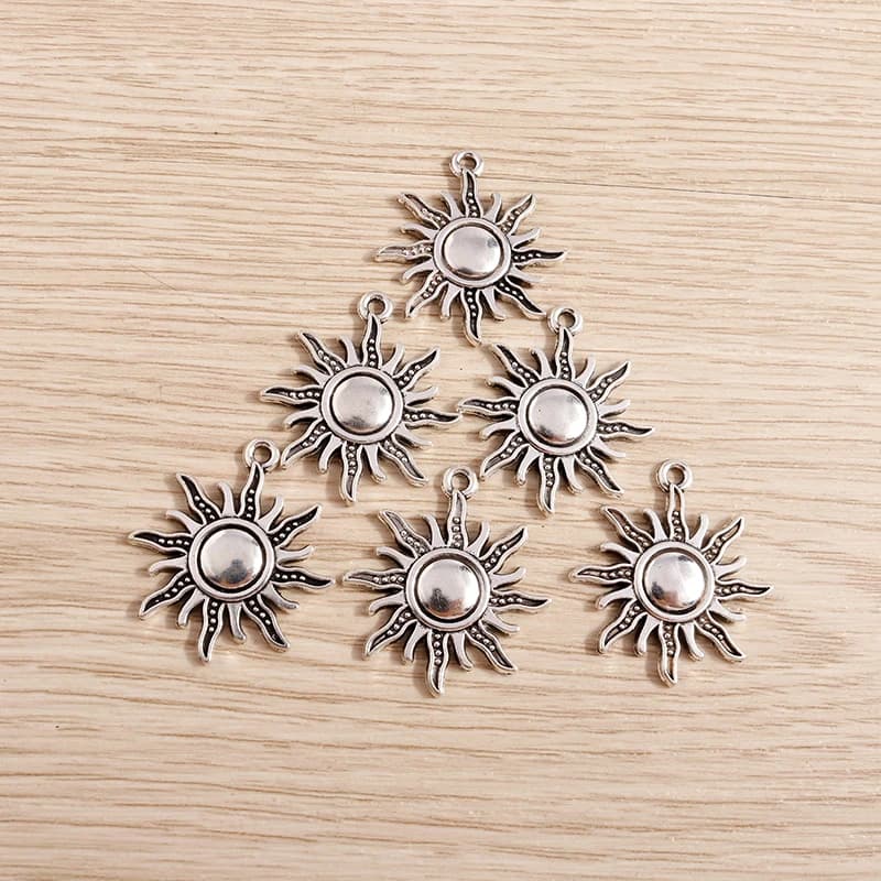 20pcs 25x28mm Cute Alloy Sun Charms Pendants for Jewelry Making Drop Earrings Necklaces Bracelet Accessories DIY Crafts Supplies