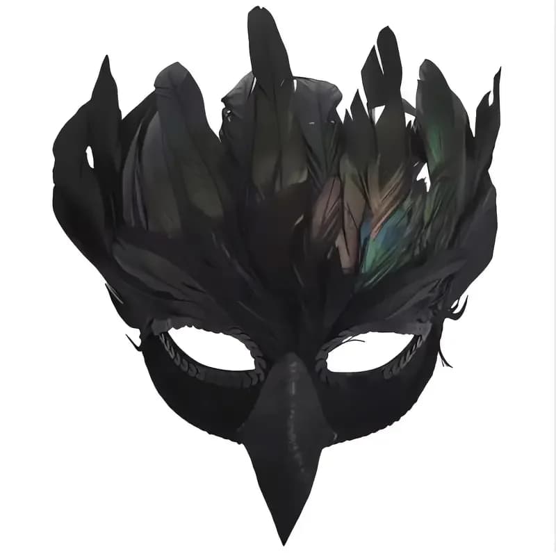 Maschera mezza faccia corvo di piume nere Cosplay animale corvo uccello bocca maschere carnevale di Halloween vestire oggetti di scena per costumi da festa