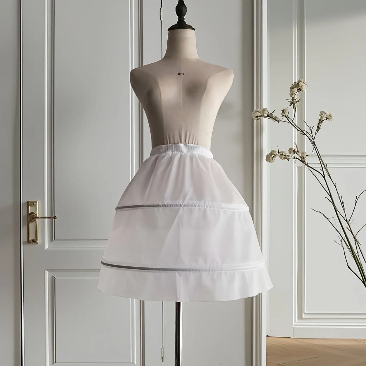 Sottoveste in crinolina per ragazze 2 cerchi Sotto la gonna Sottogonna corta bianca A-line Abito da ballo Sottogonne con elastico in vita