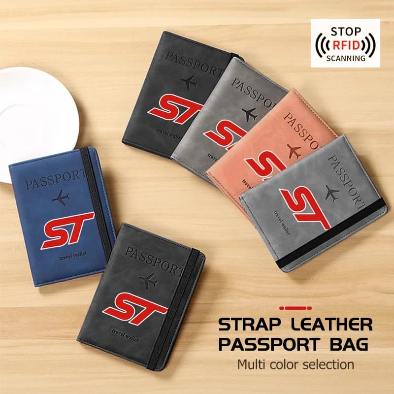 Pu Leather Strap Passport Bag RFID Card Holder Protective Cover For Ford ST Racing Performance Focus Mk2 Mk3 MK4 Fiesta Ranger