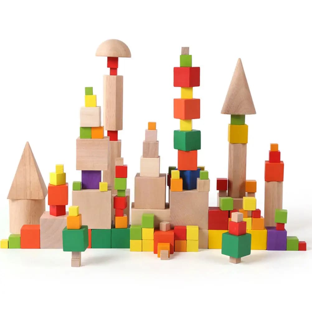 200Pcs Craft Cube Wooden DIY Cubes 1Cm 2Cm Bright Safe Non- Blocks for Creative Play Imagination Development Tool