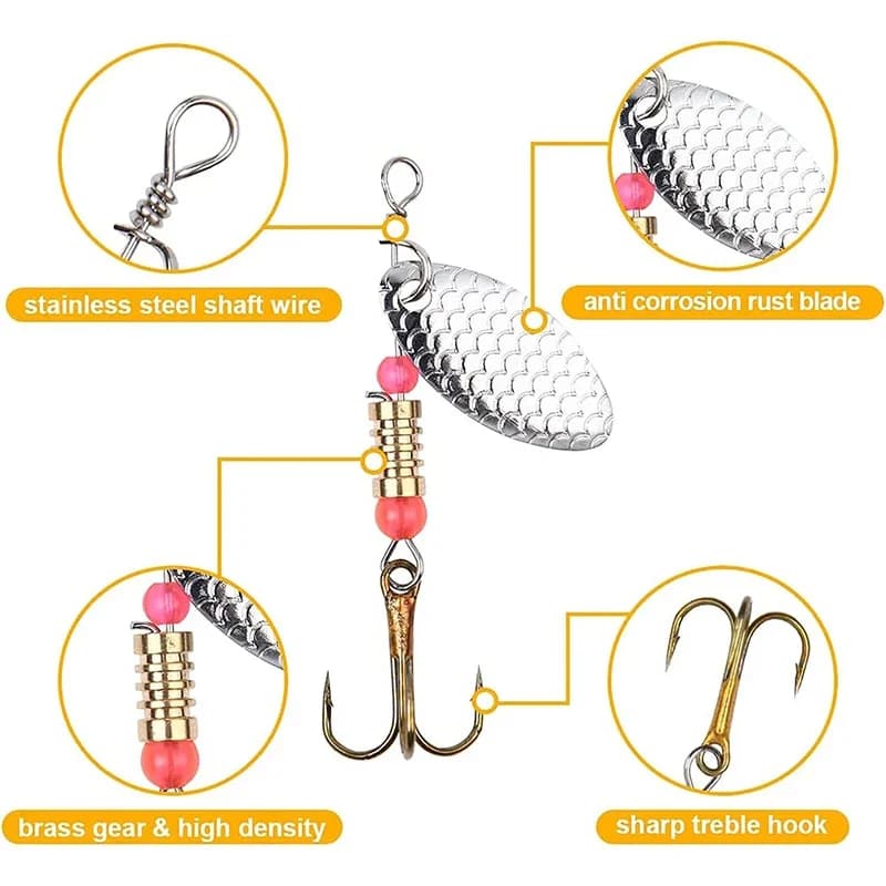 16Pcs Metal Spoon Spinnerbait Hard Lures Kit With Storage Box Freshwater Saltwater Fishing Tackle Fit Bass Trout Pike Perch Gear