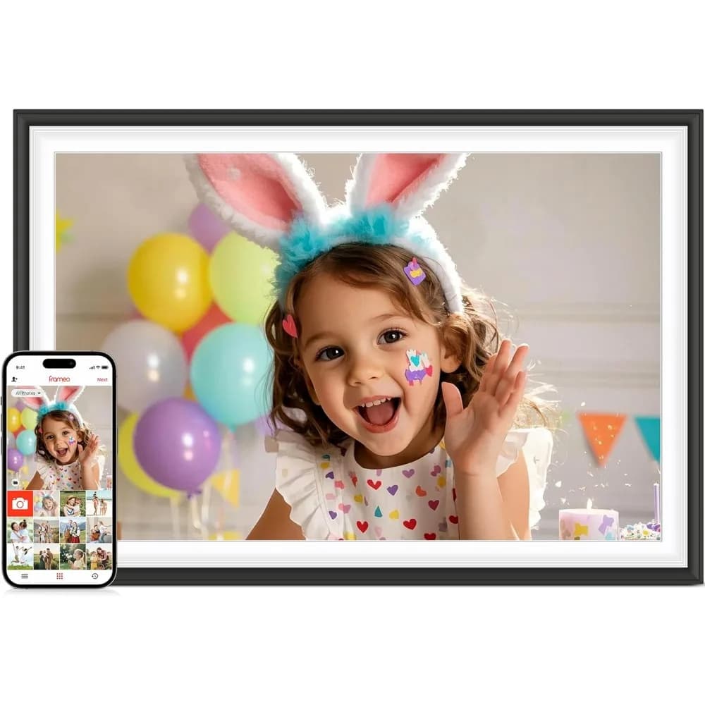 Cornice Digitale Wi-Fi da 10.1 Pollici con Touchscreen HD, 32GB di Memoria, Rotazione Automatica e Condivisione Remota