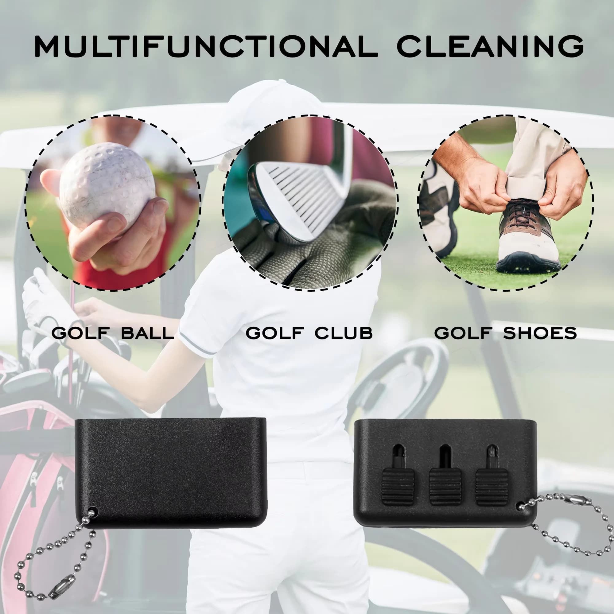 Golf Club Brush,3 in 1 Retractable Multiple-use Golf Club Groove Cleaners, for Golf Club Ball Divot Kit Pocket Cleaner Tool