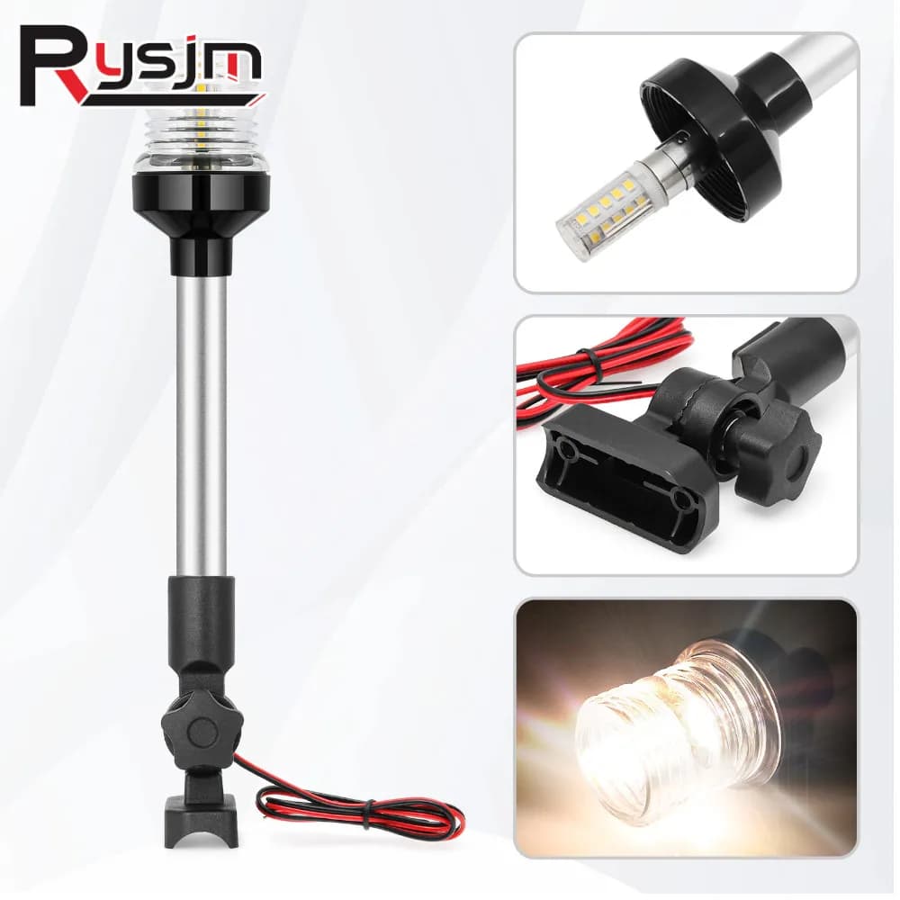Nuova lampada di segnalazione a vela con luce di navigazione pieghevole a LED per accessori per Yacht per barche Marine luce di ancoraggio 12V