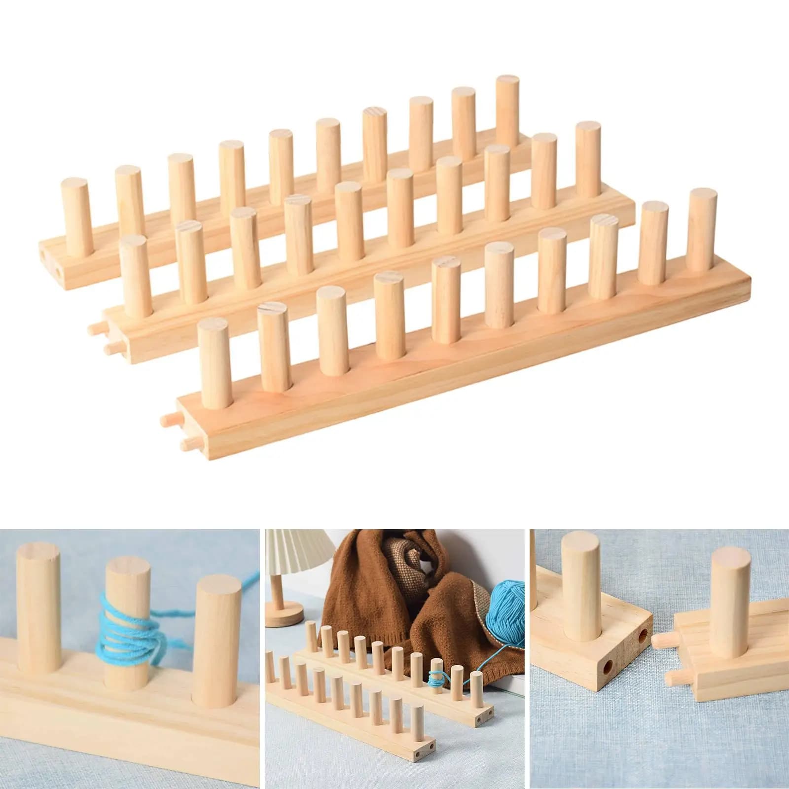 Wooden Weaving Loom Frame Chunky Blanket Hand Crochet Kit Expandable DIY Yarn Project for Throws Scarf Shawl Christmas