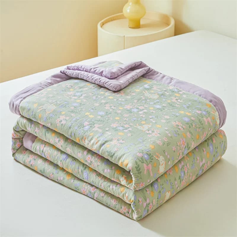 Light printed summer jacket, washable, with cotton padding, quilted, soft, for air conditioning, Full Queen size