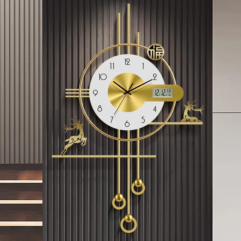 Orologio da Parete di Qualità Semplice, Design Verticale, Orologio da Parete di Lusso, Classico in Metallo, Decorazione per Soggiorno