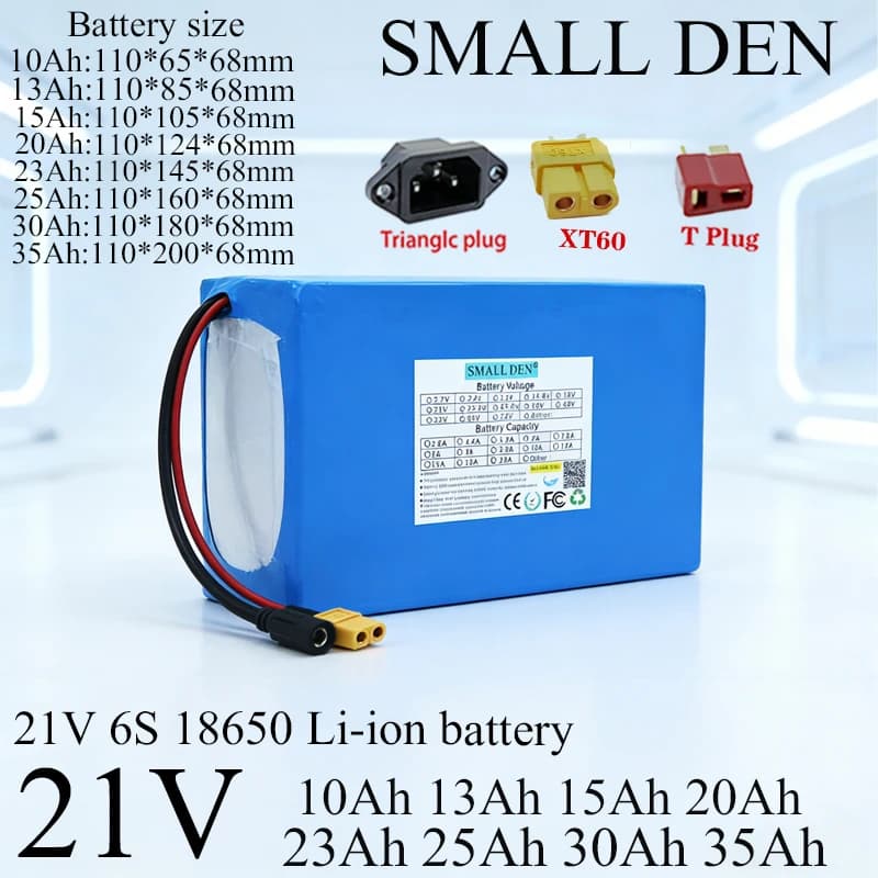 Lithium battery 18650 from 21V 10Ah 13Ah 15Ah 20Ah 23Ah 25Ah 30Ah 35Ah with 1000 charging cycles for electrical tools, decestpulators, drones and BMS