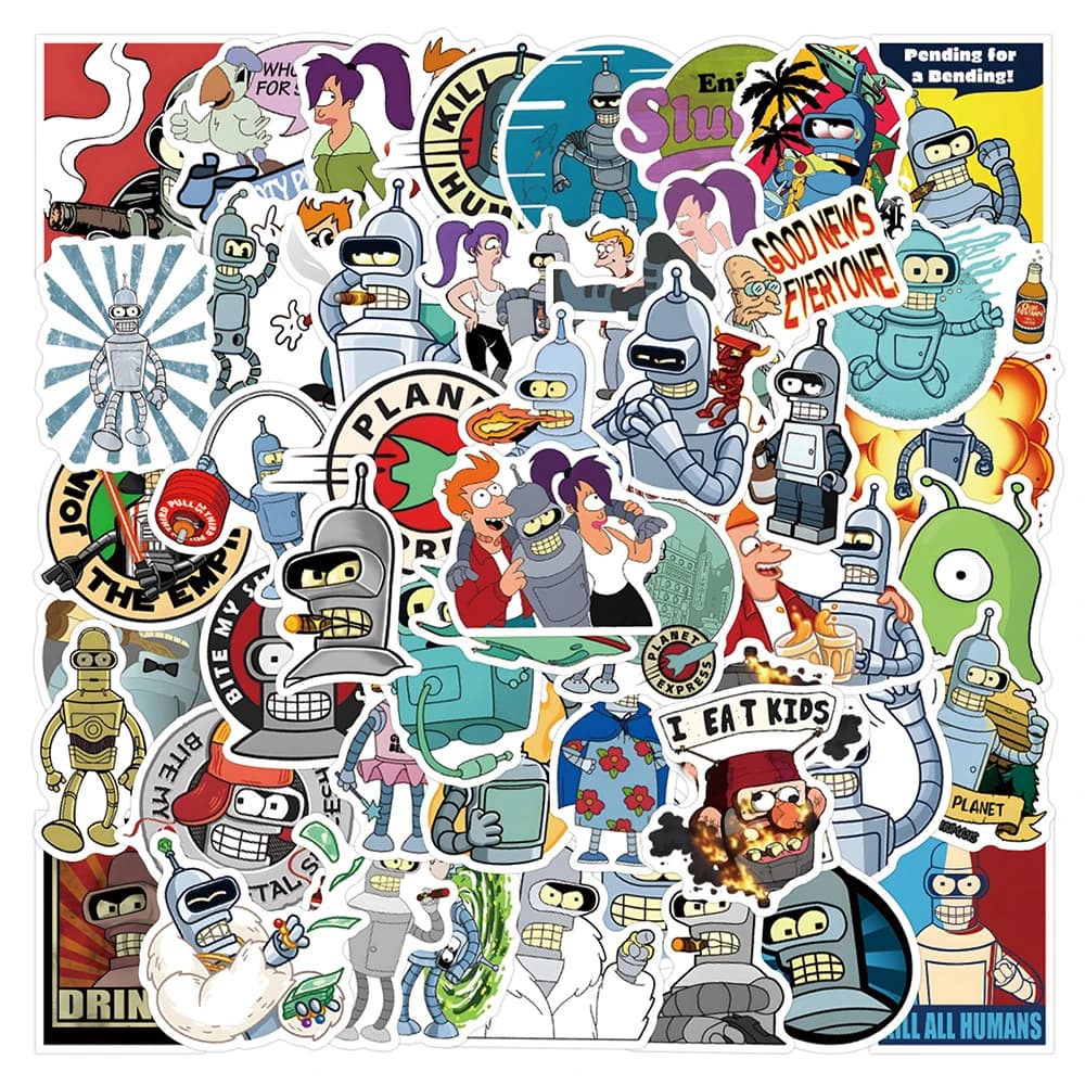 10/30/50/110 pezzi Futurama Aloa Marte! Adesivo per cartoni animati comici comici Adesivo per frigorifero fai-da-te Laptop Bagagli Skateboard Graffiti Scherzo