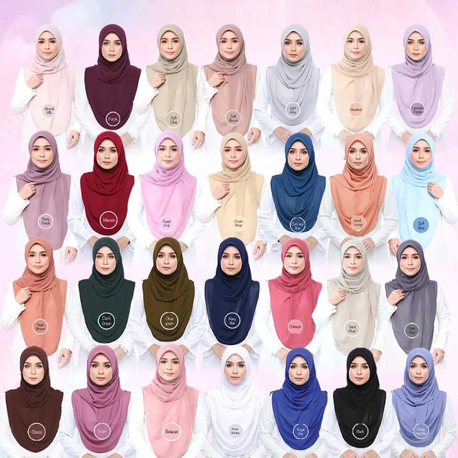 Hijab Muslim square instant turban inner scarf in chiffon fashion woman Islamic scarves woman (113 * 117 cm)