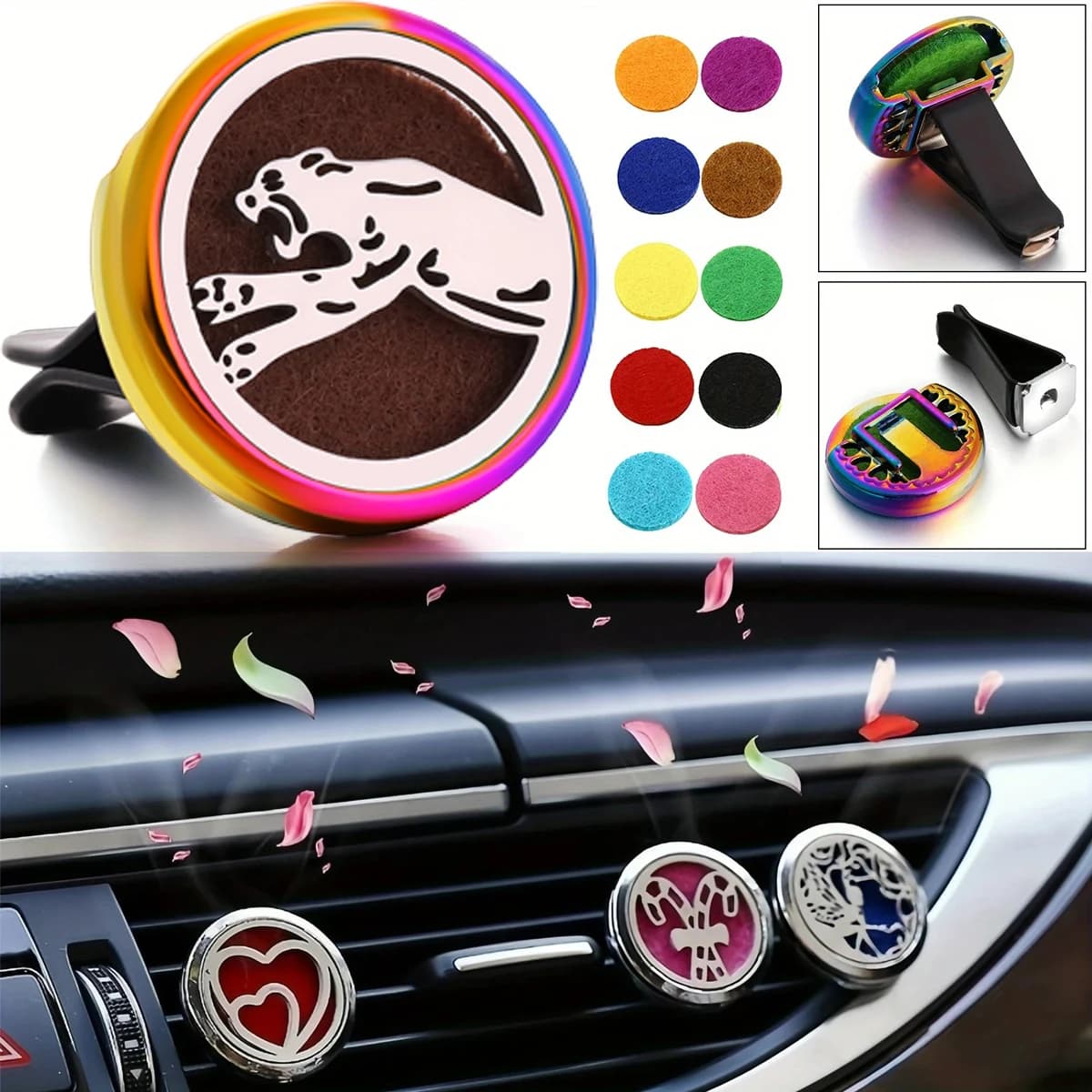 1pc Refillable Car Air Freshener Perfume Diffuser Clip, Auto Air Vent Car Interior Accessories, Car Aromatherapy Diffuser