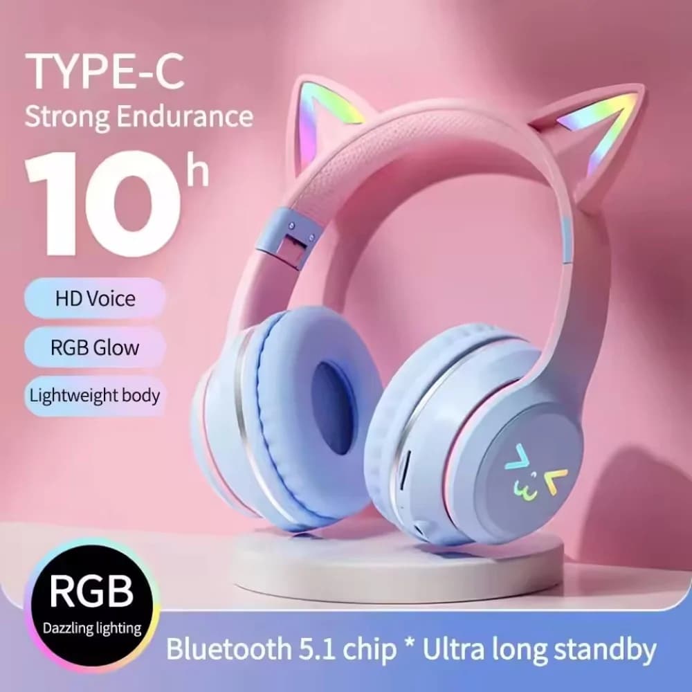 Auricolari RGB Glow Auricolari wireless 5.1 Cat Ear Cuffie sportive Bluetooth Lettori Mp3 Bluetooth Microfono Vendita Auricolare Gamer