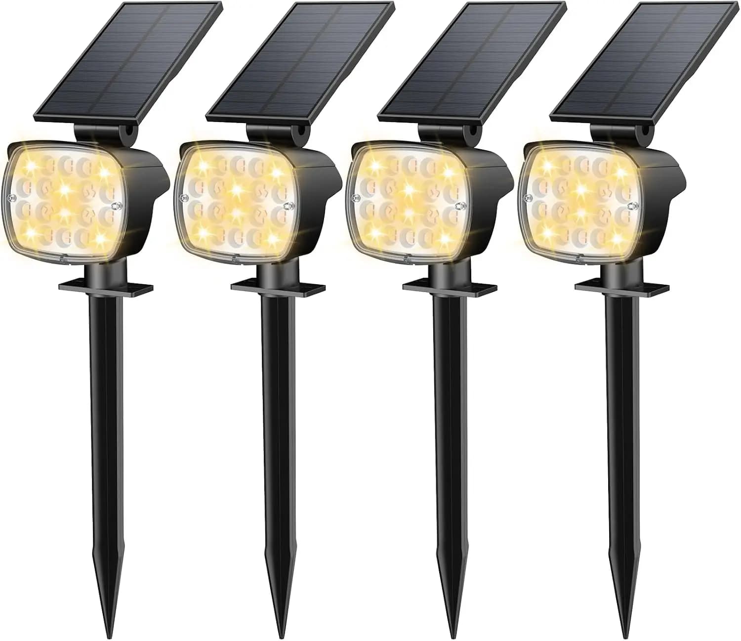 Luci Solari da Esterno Impermeabili - Fari LED Ultra Luminosi 2025 Aggiornati per Giardino, Vialetto, Muro con Pannello Regolabile