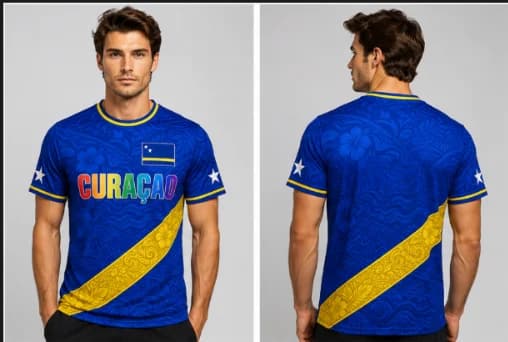 Curacao Soccer Fan 3D Jersey 2026 Summer Outdoor Sports Breathable Short-sleeved Football Training Top Unisex Casual Tee