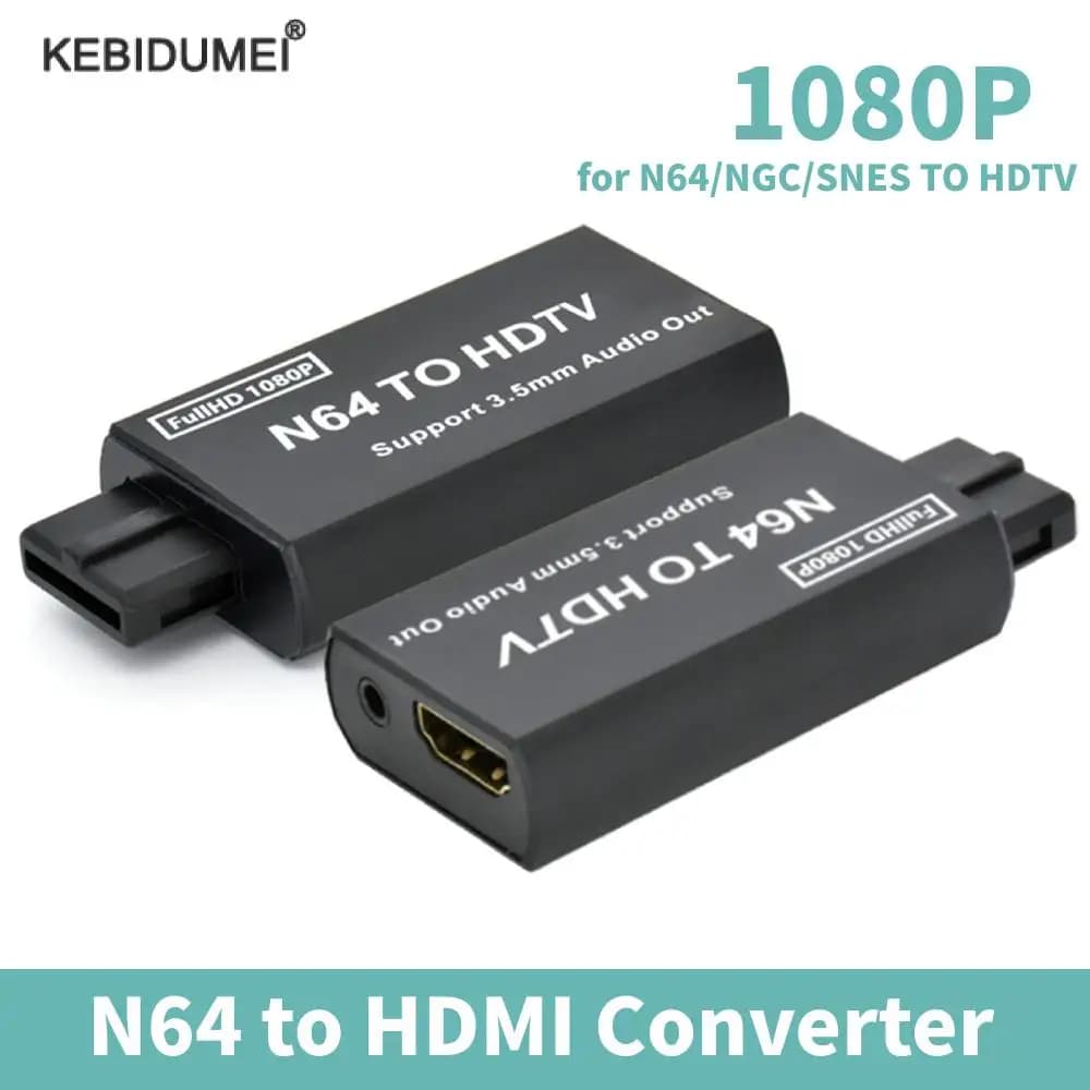N64 to HDMI converter adapter for Plug and Play game console for N64/SNES/NGC/SFC compatible HDMI adapter with 3.5 mm audio output