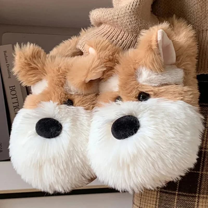 Pantofola pelosa per la casa del cane Piattaforma per cuccioli da donna Soffice pelliccia calda invernale Peluche per interni Scarpe da casa pelose femminili piatte da donna uomo