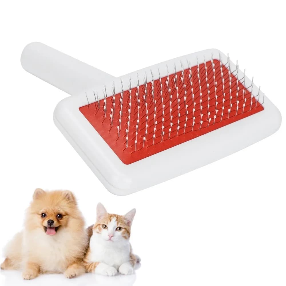 Smooth Metal Pins Pet Pin Brush White Air Cushion Plastic Curved Frame Dog Grooming Comb Compact Body Massage Nodules