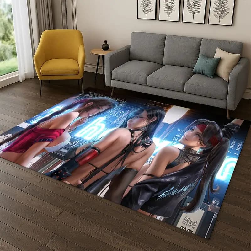 Tappeto con Personaggi Anime Cartoon Carini in Pizzo per Camera da Letto, Soggiorno, Divano, Sala Giochi, Zerbino, Decorazione Casa, Tappeto Antiscivolo