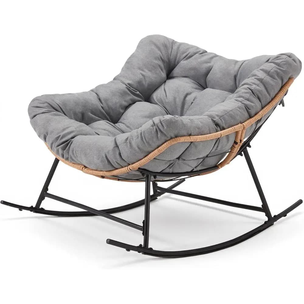 Heavy-Duty Outdoor Cushioned Rocking Chair for Patio, Garden, and Indoor Comfort