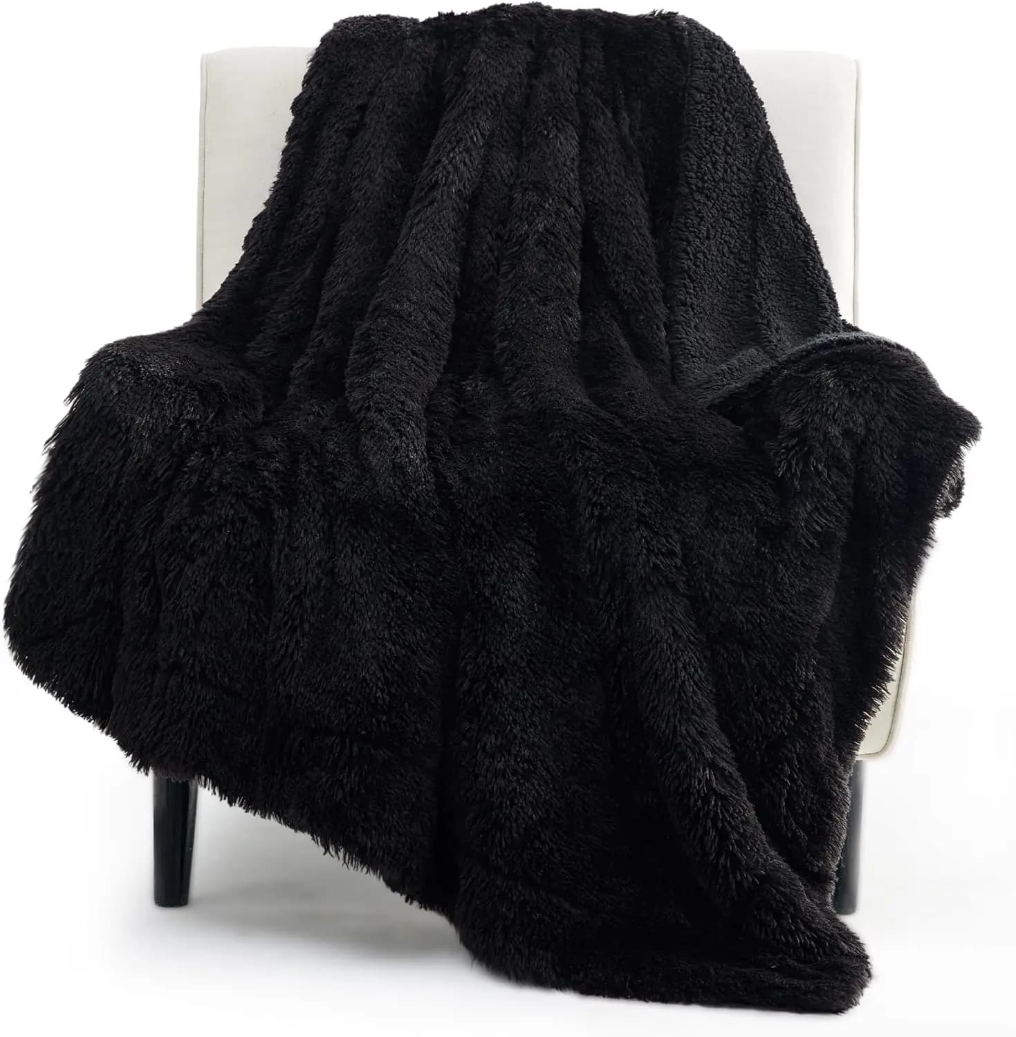 Soffice coperta nera da tiro, regali per donne e uomini, morbido pile sfocato, Sherpa, peluche, caldo, Minky, spessa pelliccia sintetica, per divano letto