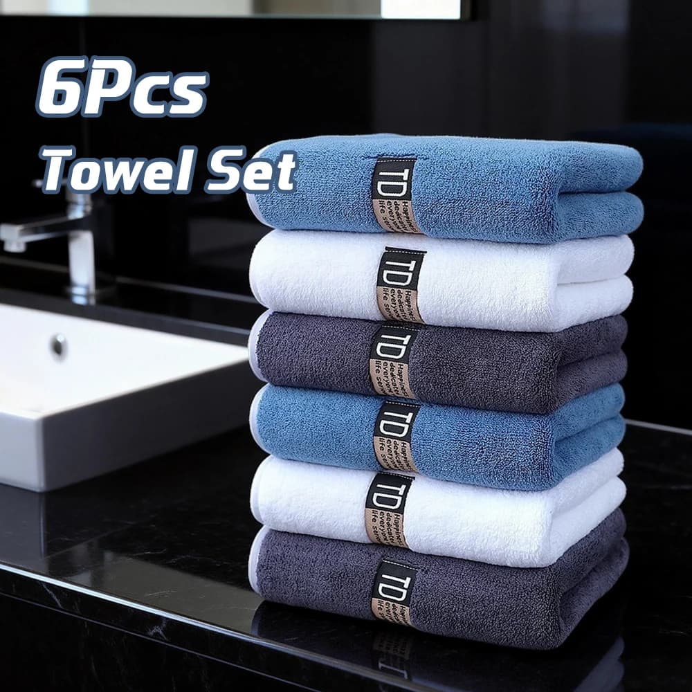 Set di asciugamani in microfibra addensata da 6 pezzi, asciugamano 40x80 cm/15,7"x31,5", assorbente ad asciugatura rapida adatto per fitness e viaggi in famiglia