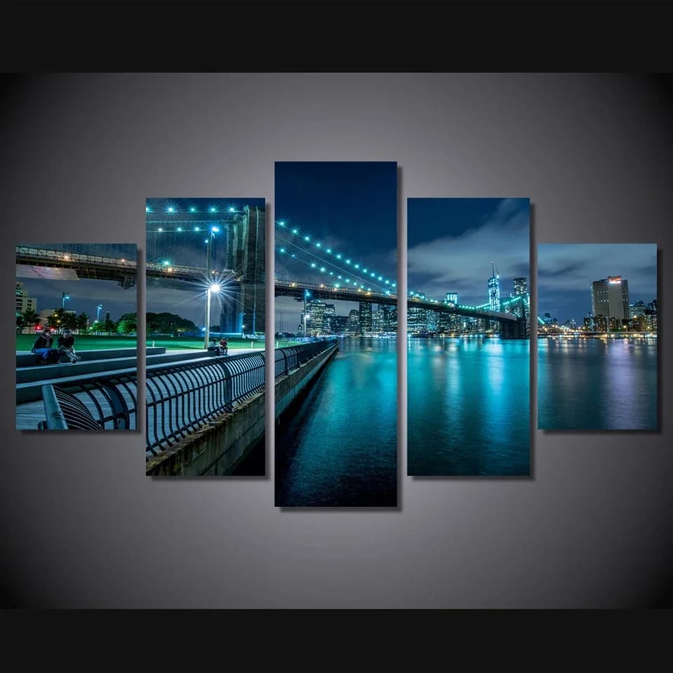 No Framed 5 Pieces Landscape New York City Wall Art Canvas Posters Pictures Paintings Home Decoration Accessories Living Room Decoration