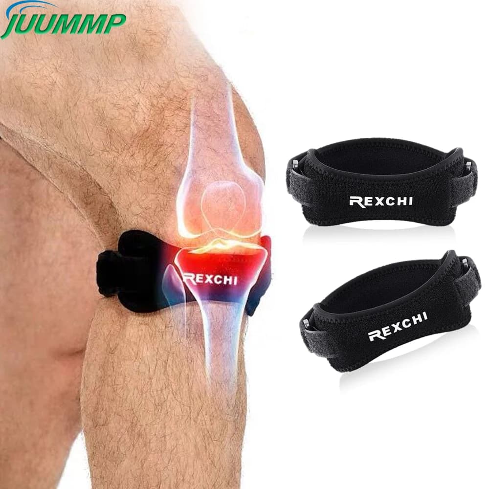 1 paio di cinghie regolabili per tendine rotuleo, sollievo dal dolore al ginocchio, stabilizzatore rotuleo, supporto per la corsa, ciclismo, basket