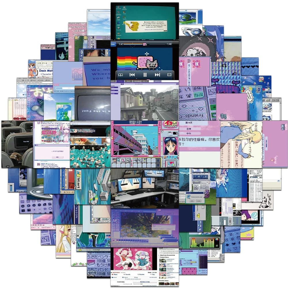 64 pezzi creativi Webcore antico poster decorazione della cassa del telefono notebook fai da te tazza d'acqua adesivi personalizzati per desktop