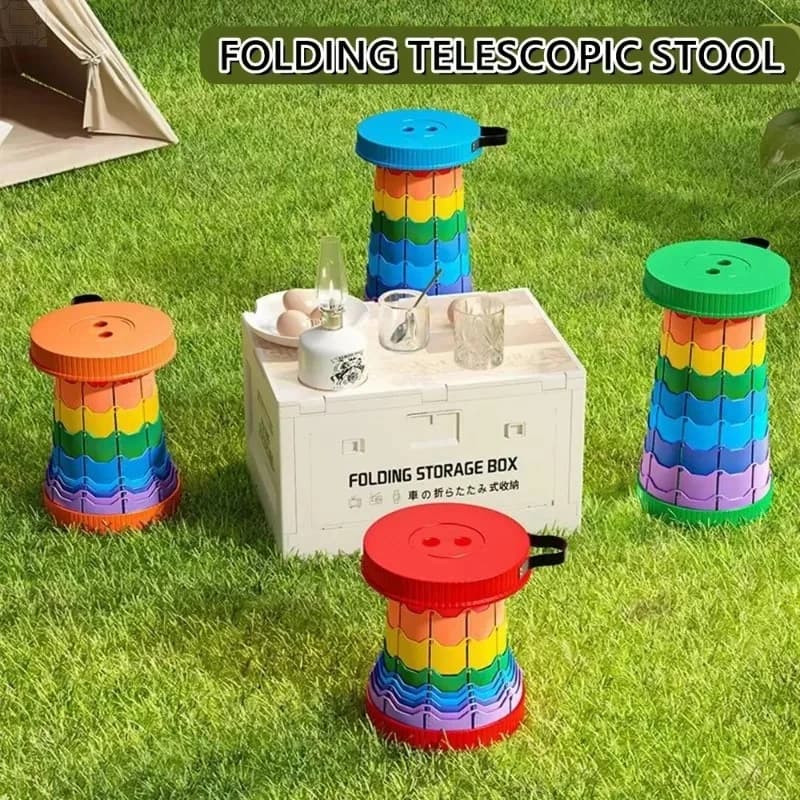 Foldable Stool Arcobaleno 2026, 1 Piece, Adjustable Height, PP Material, Portable and Compact for Camping, Fishing and Open Activities