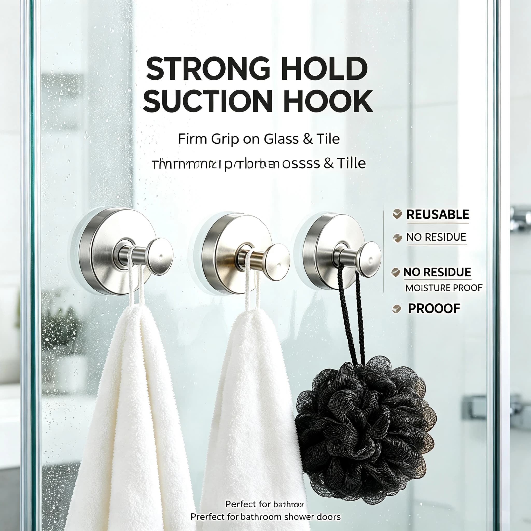 Vacuum Suction Cup Hooks Punch Free Bath Sucker Hook Wall Hook Hanger Glass Kitchen Bathroom Hooks Stainless Steel Suction Hooks
