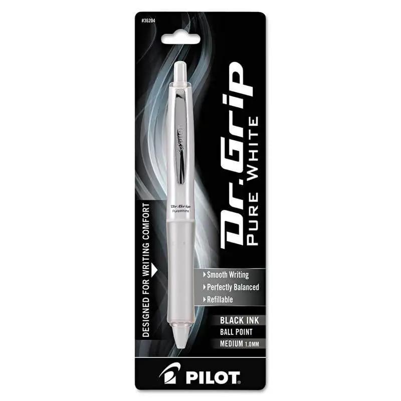 Penna Roller PILOT Dr.Grip Bianco Puro, Penna Gel a Pressione 1.0 Importata dal Nord America, Cancelleria, Penne a Sfera per Scrittura