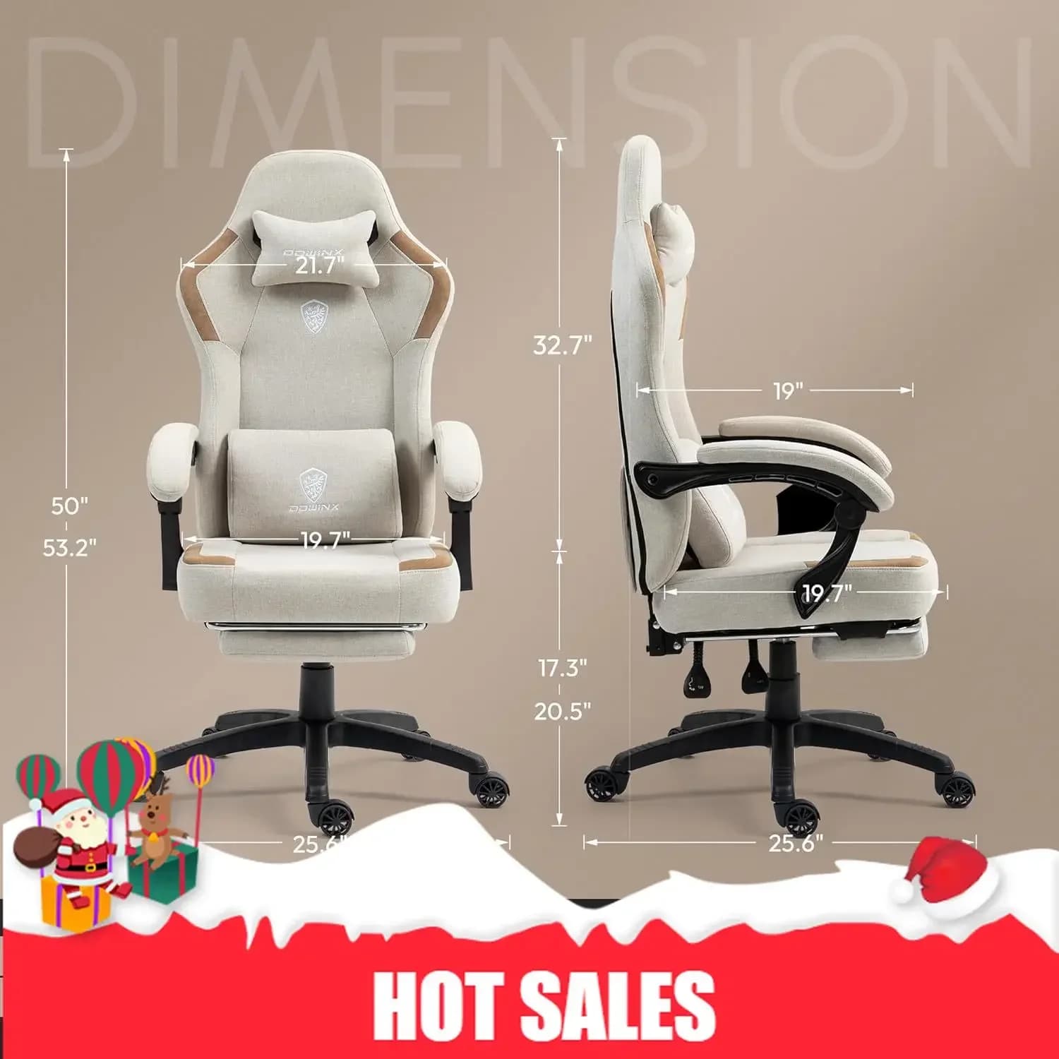 Sedia da Gaming in Tessuto Organico Moderno con Cuscino a Molle Insacchettate, Sedia da Computer Traspirante con Supporto Lombare Massaggiante