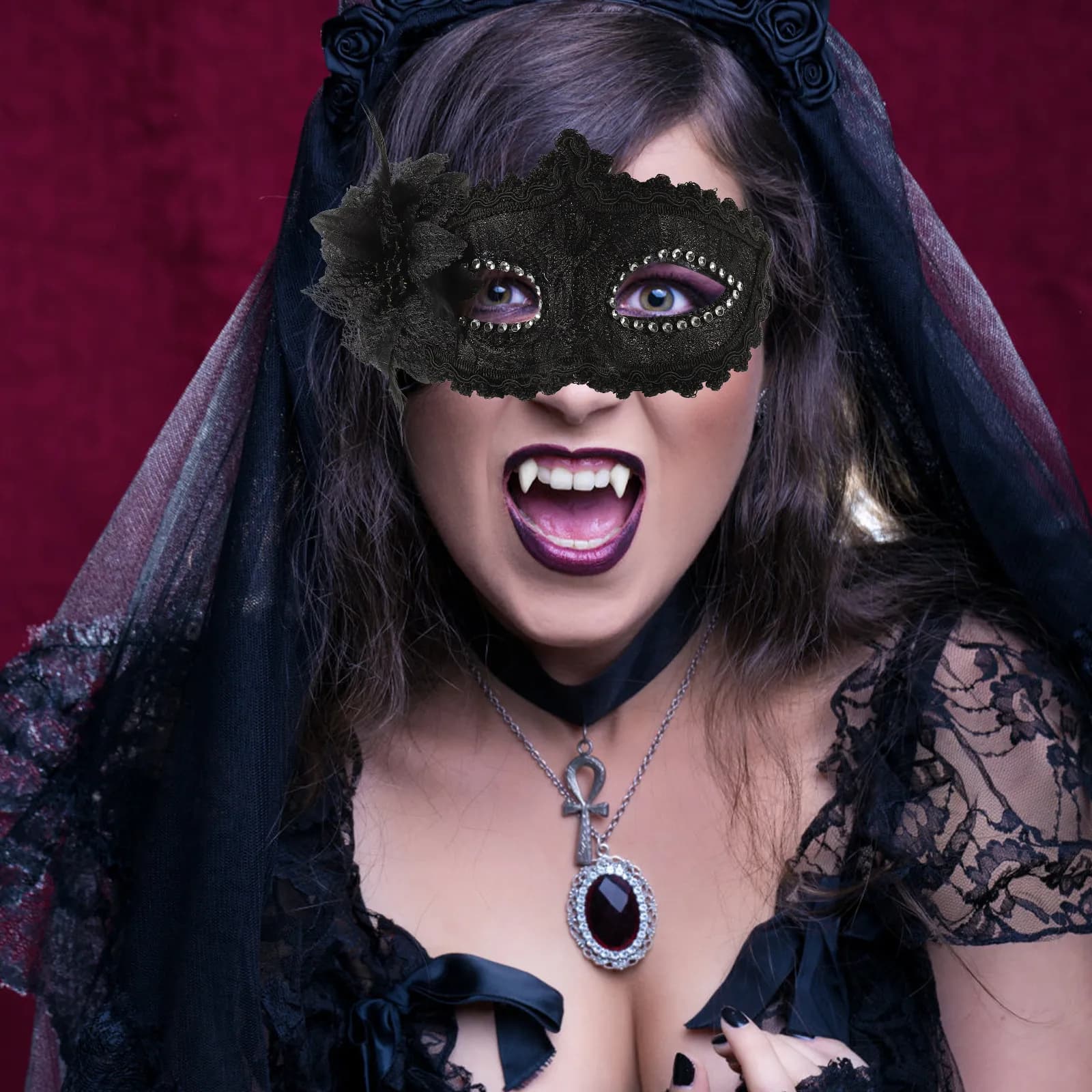 Maschera di Lusso in Pizzo Stile Principessa, Maschera Mezza Faccia per Donna, per Halloween, Ballo in Maschera, Carnevale, Festival, Festa, Cosplay, Decorazione