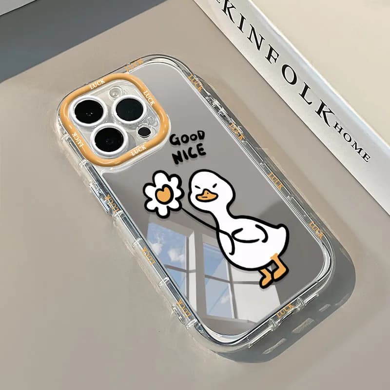 Cute Kitten Lovely Cat Air Cushion Mirror Phone Case For iPhone 17 15 14 16 Pro Max 13 12 11 Pro 7 8 Plus XR XS 17Air Art Cover
