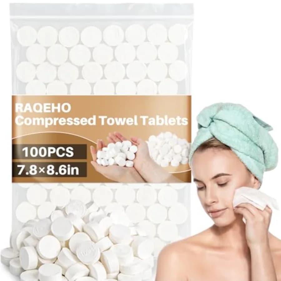 Compressed Towel Tablets - Disposable Face Washcloths Fast Drying Lightweight for Adult Camping Hiking Facial Mini Makeup Wipe