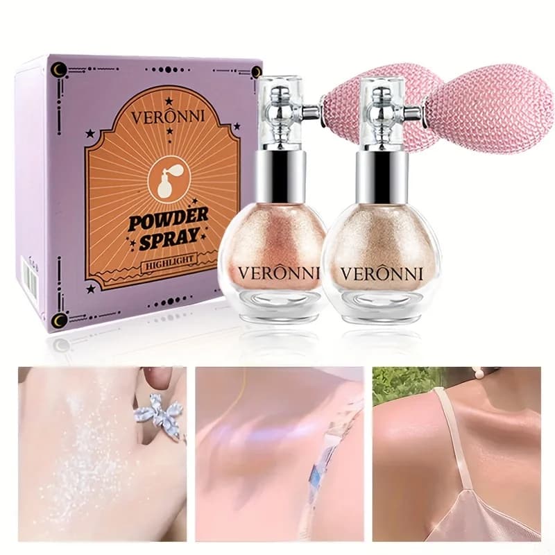 Evidenziatore in polvere con diamante a 6 colori Spray impermeabile ad alta lucentezza Glitter Bronzer per il corpo Evidenzia polvere Illuminatore per contorno viso