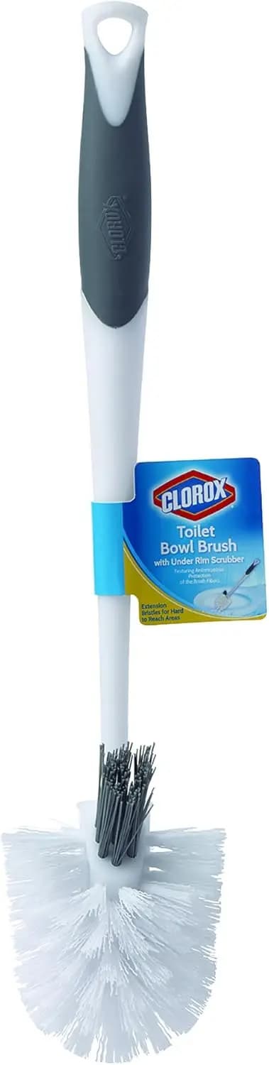 Spazzola per WC con spazzola per la pulizia sotto il bordo - Impugnatura morbida, setole resistenti